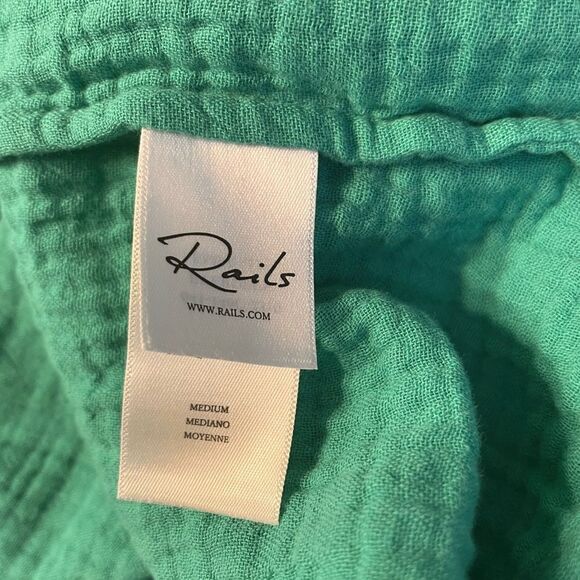 RAILS Everdeen Dress Organic Cotton Green Ruffled Sleeves Sz Medium - Picture 8 of 10